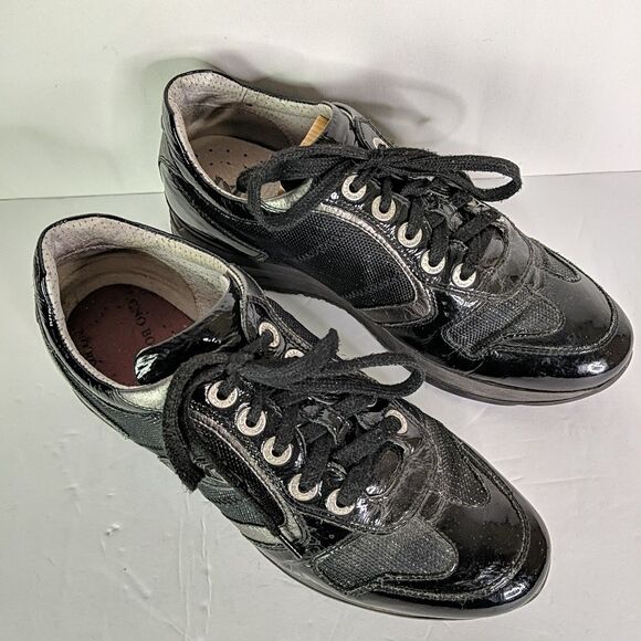Nero Giardini Black Patent Leather Sneaker Trainer Shoe Women Size 39 US 8.5 - Picture 4 of 10